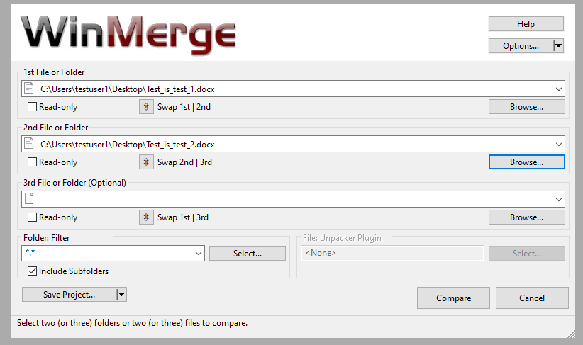 winmerge line filters