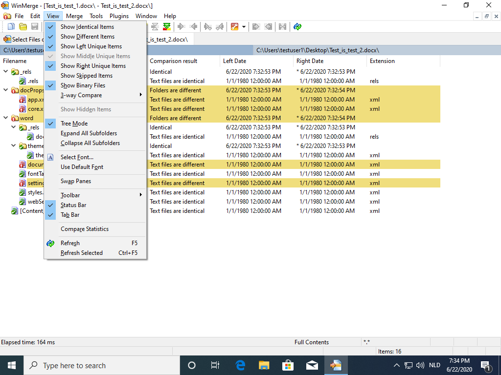 winmerge compare files date modified