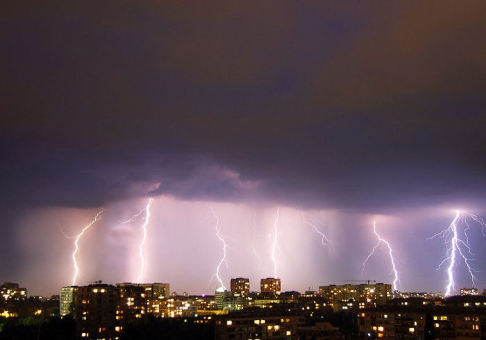 Summer lightning storm over Sofia