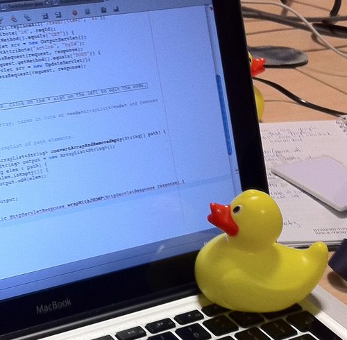 Rubber duck assisting with debugging
