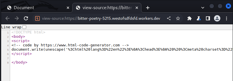 URL Encoded Text Screenshot from Document Source